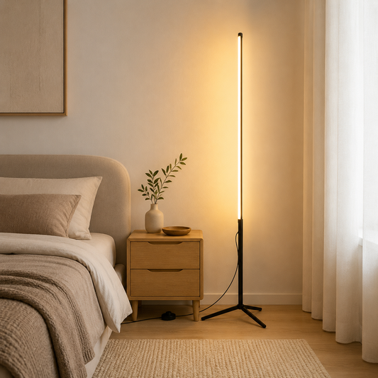 Lampadaire LED Moderne Noir 24W – 150 cm