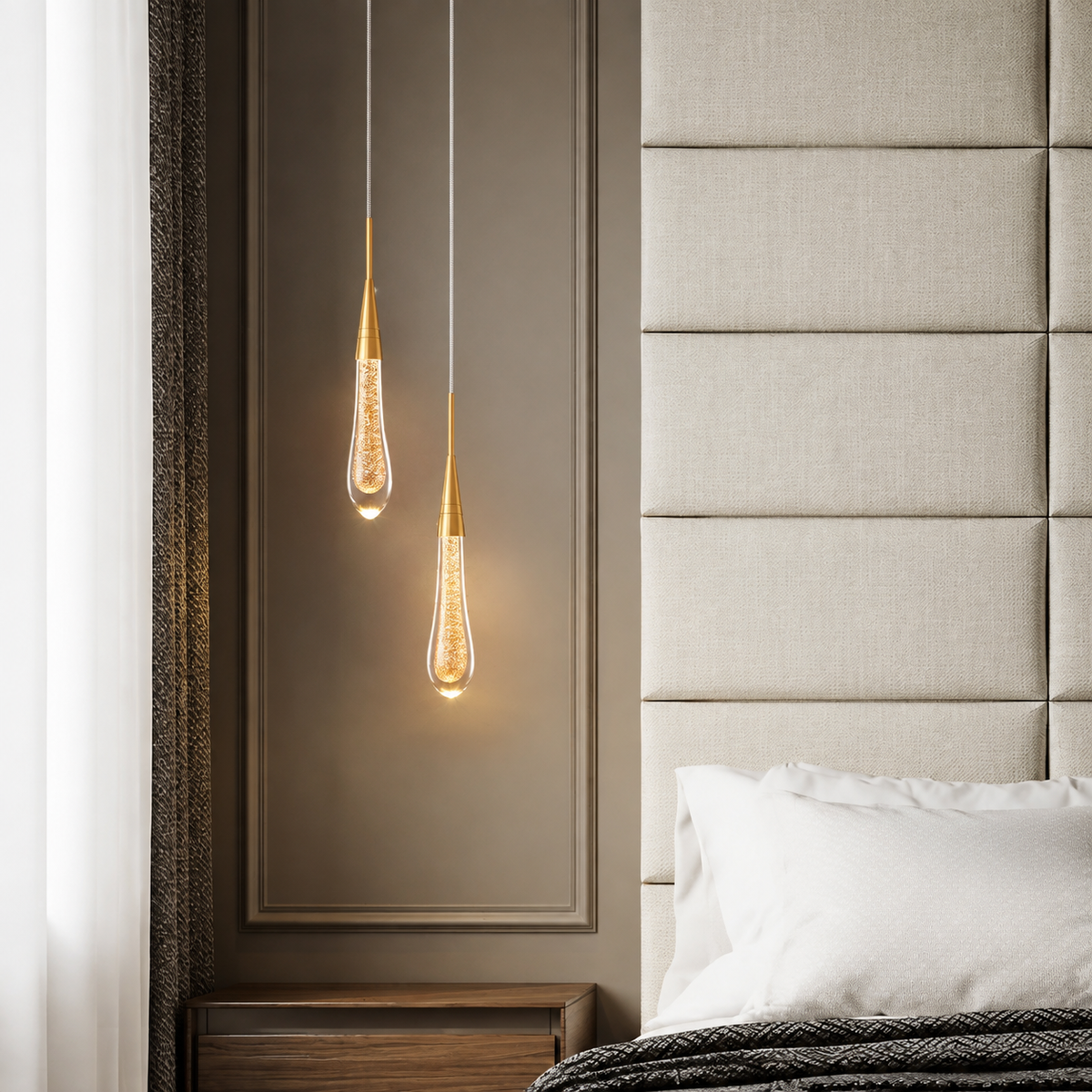 Suspension Duo ELARA – Goutte Dorée