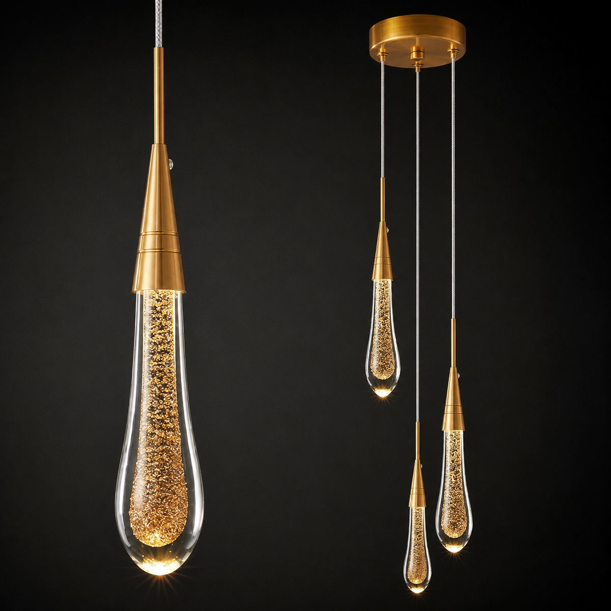 Suspension Duo ELARA – Goutte Dorée