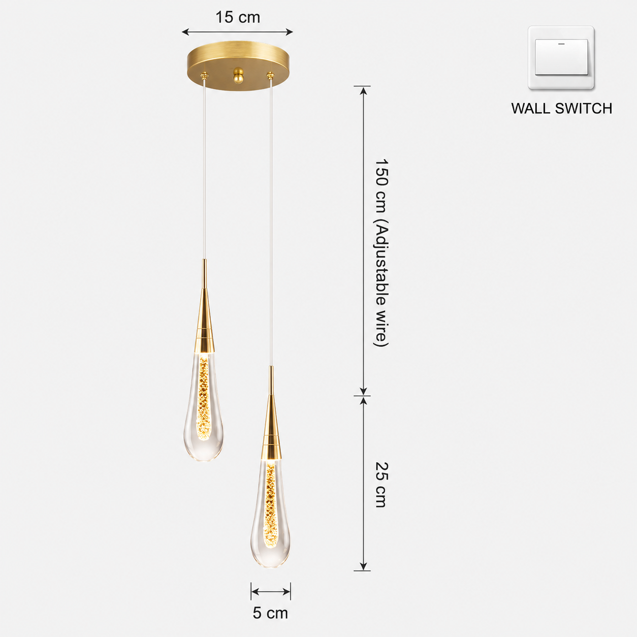 Suspension Duo ELARA – Goutte Dorée