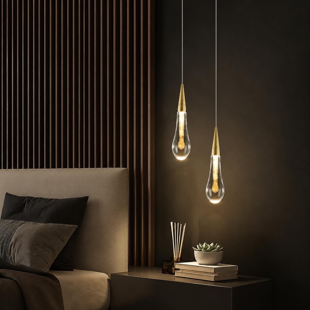 Suspension Duo ELARA – Goutte Dorée