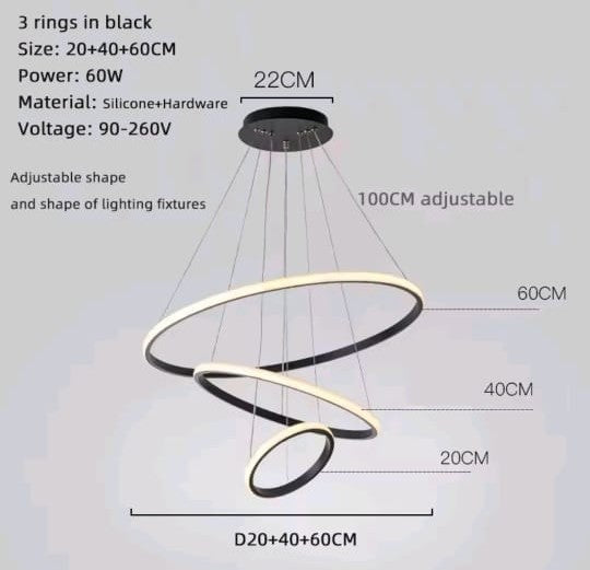 SUSPENSION WIDE LED NOIR